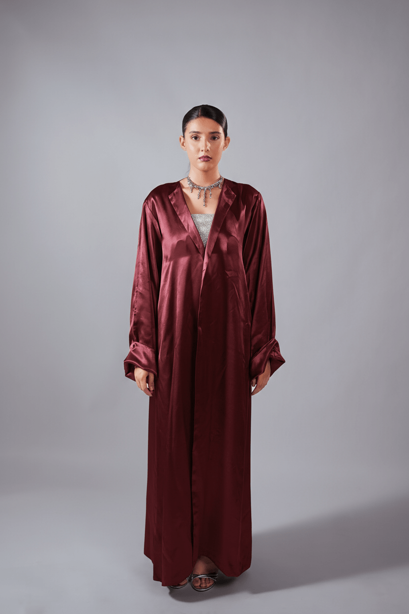 Monarch Abaya (Burgundy) - Nure Dubai