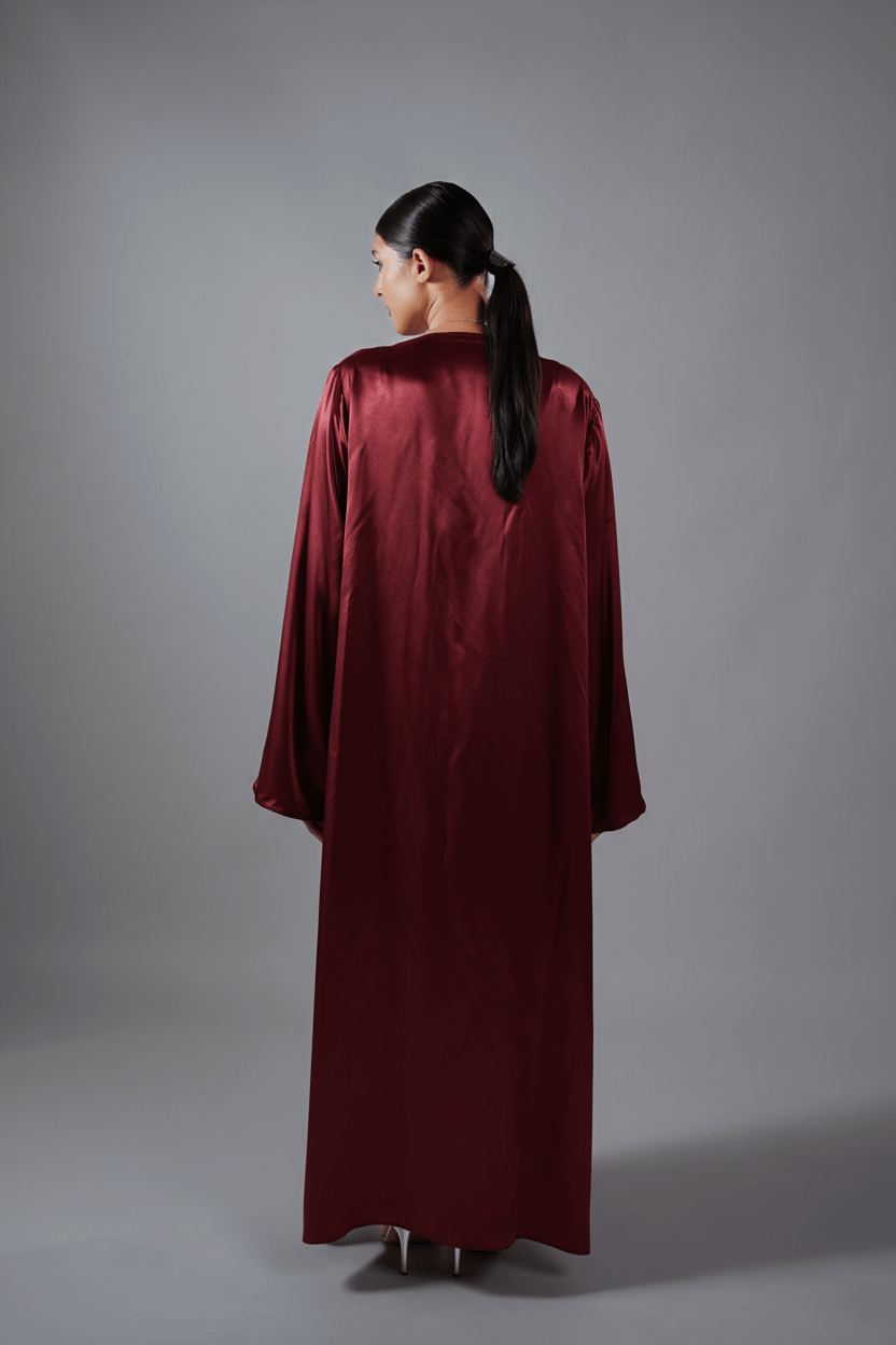 Monarch Abaya (Burgundy) - Nure Dubai
