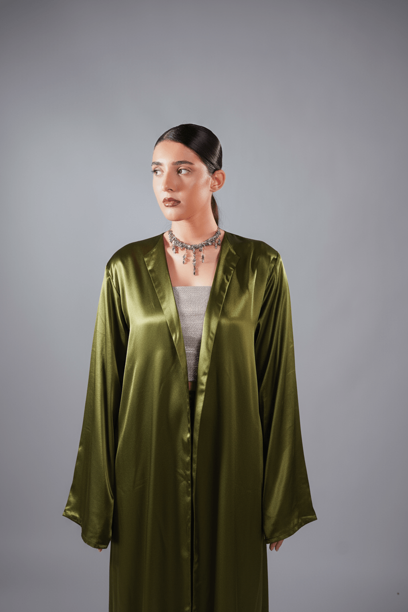 Monarch Abaya Olive Green - Nure Dubai