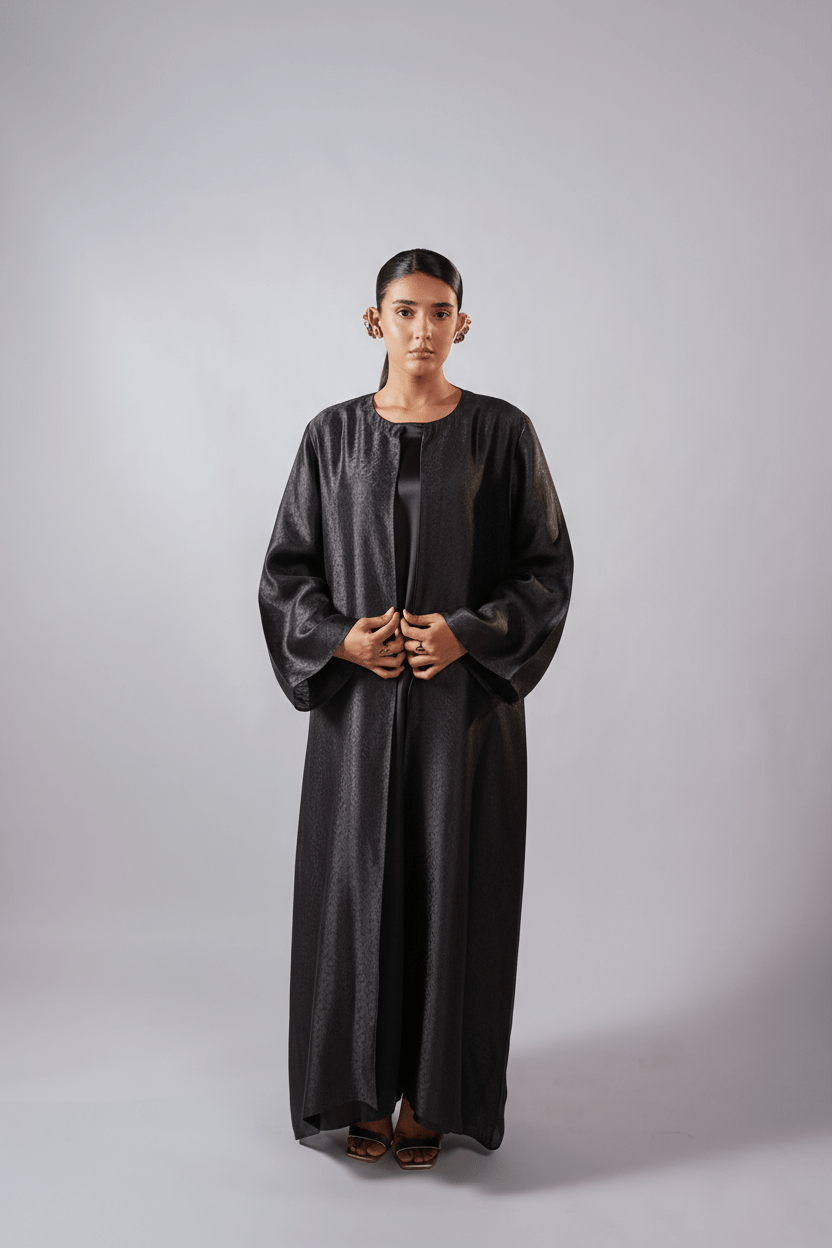 Double Black Abaya - Nure Dubai