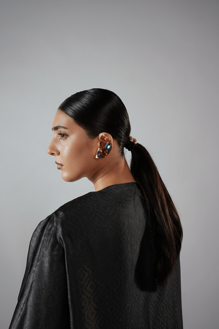 Double Black Abaya - Nure Dubai