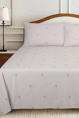 Grey Lilac T - 150 Embroidered Bed Sheet Set - Nure Dubai