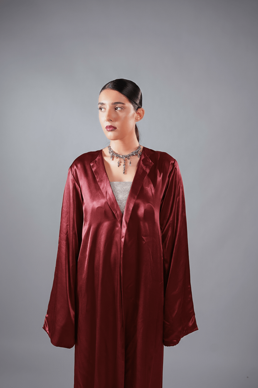 Monarch Abaya (Burgundy) - Nure Dubai