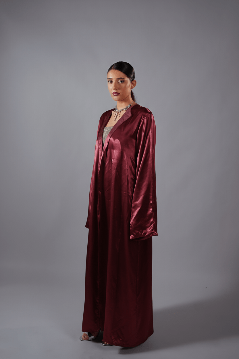 Monarch Abaya (Burgundy) - Nure Dubai