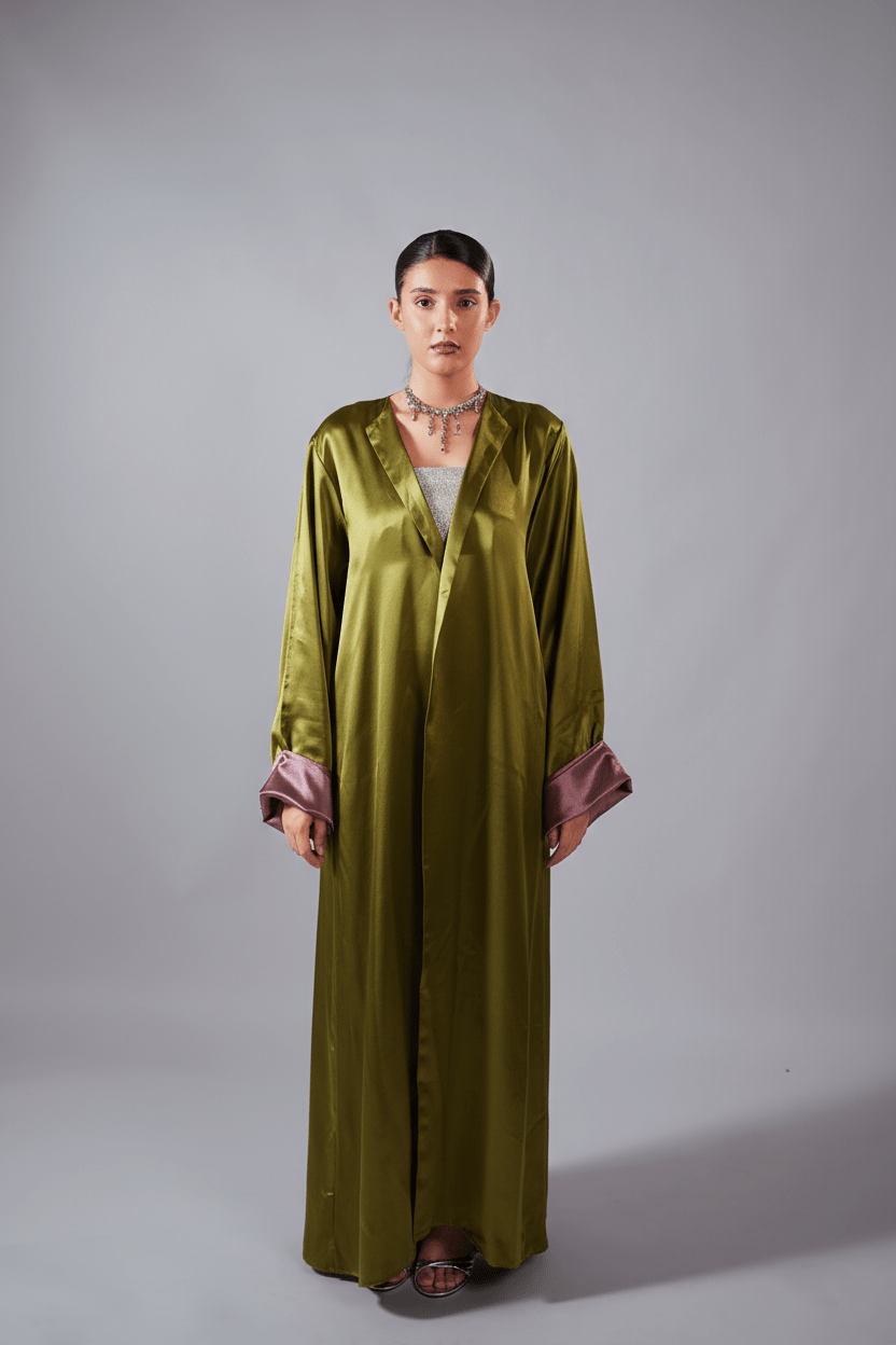 Monarch Abaya Olive Green - Nure Dubai