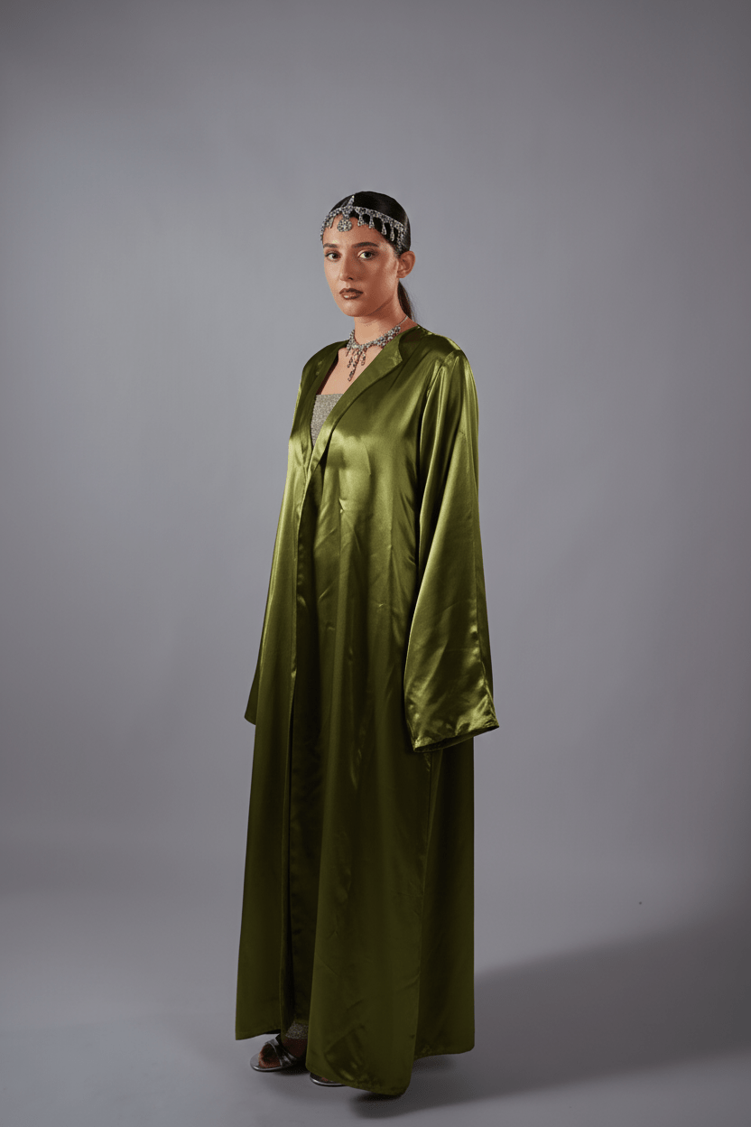 Monarch Abaya Olive Green - Nure Dubai
