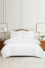 White Stripe Satin T - 250 Duvet Cover Set - Nure Dubai